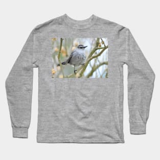 Catbird on Rose of Sharon branch Long Sleeve T-Shirt